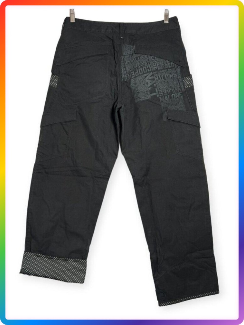 Nike Vintage Woven Cargo Pants Mens 34x32 Black Utility Tactical Baggy Hong Kong